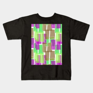 Colorful Olive Mid Century Modern 60s Style Geometric Cut Outs Pattern Kids T-Shirt